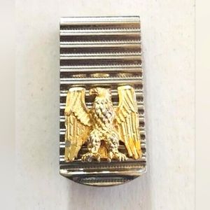 Vintage 3D Gold Tone Proud Eagle Corrugated Silver Tone Money Clip
